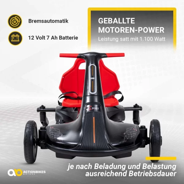 Actionbikes Motors Elektro Kart Driftscooter Axxis In Schwarz/Rot 6