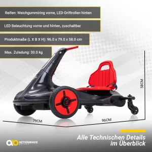 Actionbikes Motors Elektro Kart Driftscooter Axxis In Schwarz/Rot 22