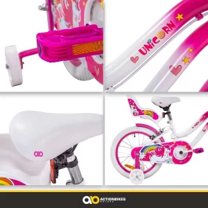 Actionbikes Motors Fahrrad Unicorn 16 Zoll In Pink/Weiß 30