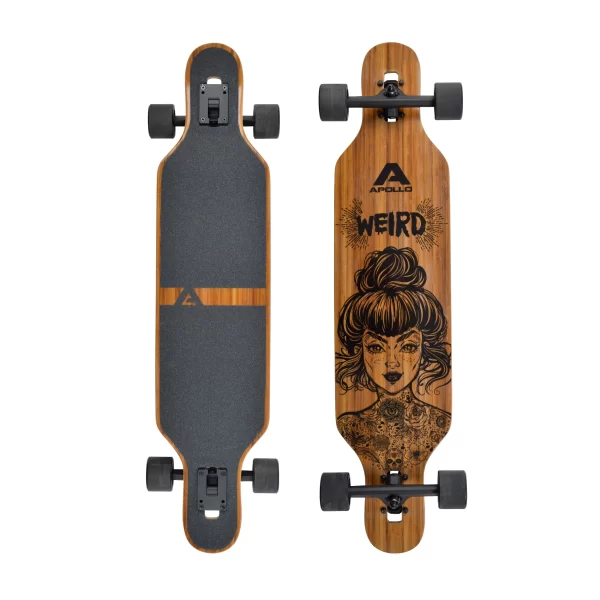 Apollo® Twin Tip DT Fiberglas Longboard ” Weird ” In Holz 1