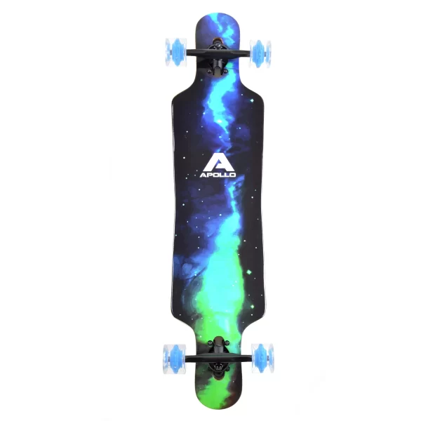 Apollo® Twin Tip DT Longboard ” Galaxy – LED Wheels ” In Blau/grün/schwarz 3