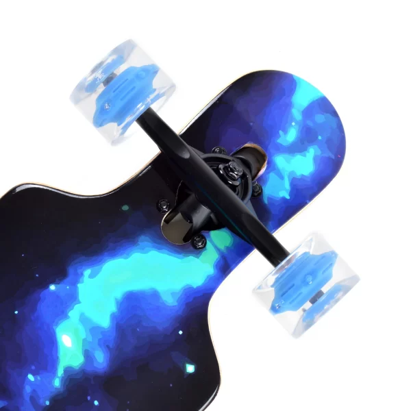 Apollo® Twin Tip DT Longboard ” Galaxy – LED Wheels ” In Blau/grün/schwarz 5