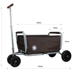 Beachtrekker LiFe Faltbarer Bollerwagen + Bremse, Klappbarer Handwagen (Braun) 17