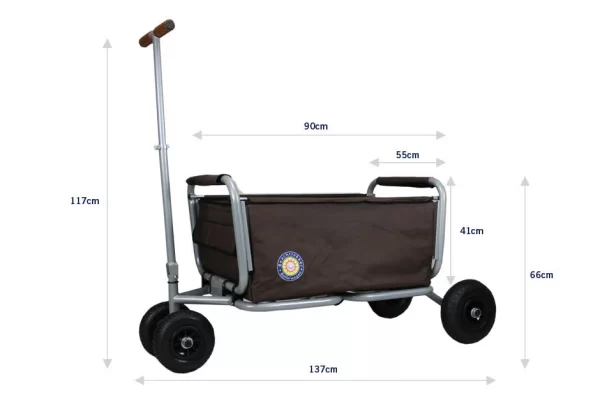 Beachtrekker LiFe Faltbarer Bollerwagen + Bremse, Klappbarer Handwagen (Braun) 4
