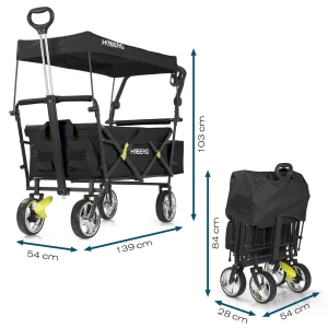 Hoberg Bollerwagen Handwagen Faltbar Kühltasche Getränkehalter Sonnendach 9