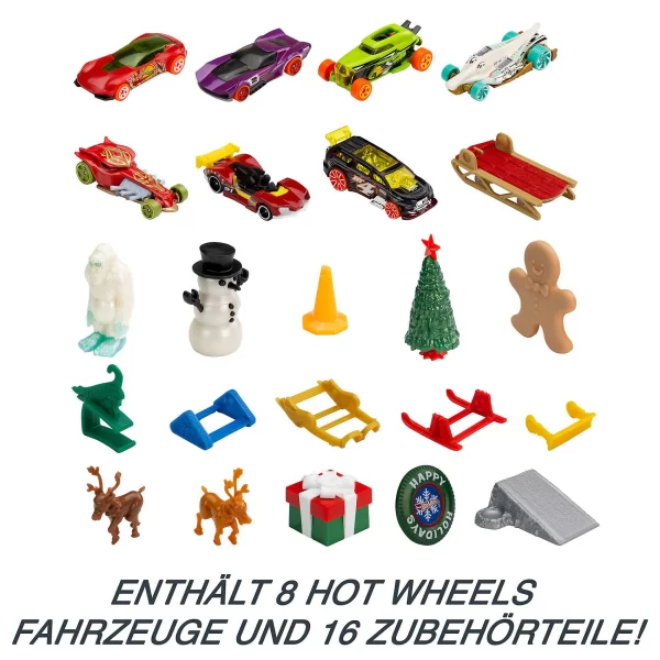 MATTEL Hot Wheels Kinder-Adventskalender 2022 Inkl. 8 Spielzeug-Autos In 1:64 4