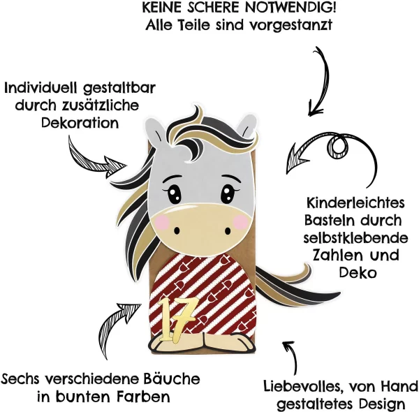 PAPIERDRACHEN Adventskalender Tüten Gestanzt – Pferde 3