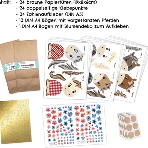 PAPIERDRACHEN Adventskalender Tüten Gestanzt – Pferde 9