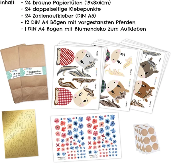 PAPIERDRACHEN Adventskalender Tüten Gestanzt – Pferde 4