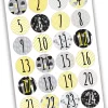 PAPIERDRACHEN Adventskalender Zahlenaufkleber – Gelb-schwarz-grau 11