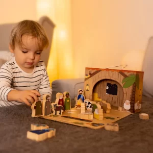 Yoamo Spiel-Krippe Inkl. Adventskalender Mit 24 Holzfiguren 14