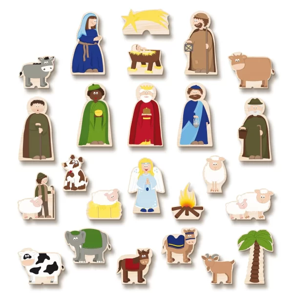 Yoamo Spiel-Krippe Inkl. Adventskalender Mit 24 Holzfiguren 5