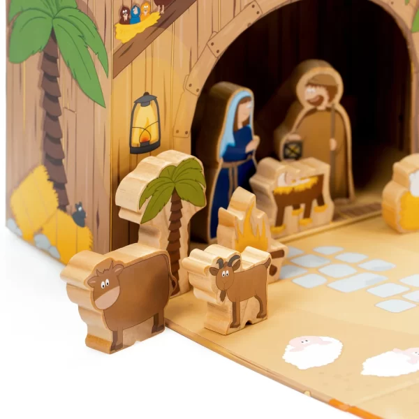 Yoamo Spiel-Krippe Inkl. Adventskalender Mit 24 Holzfiguren 8