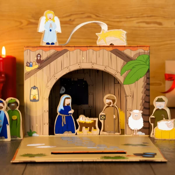 Yoamo Spiel-Krippe Inkl. Adventskalender Mit 24 Holzfiguren 9