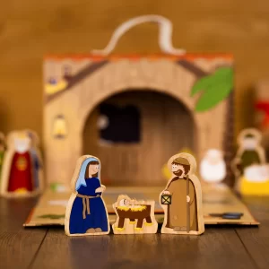 Yoamo Spiel-Krippe Inkl. Adventskalender Mit 24 Holzfiguren 28